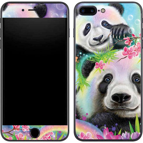 Rainbow Pandas with Butterflies by Sheena Pike iPhone 8 Plus Skin