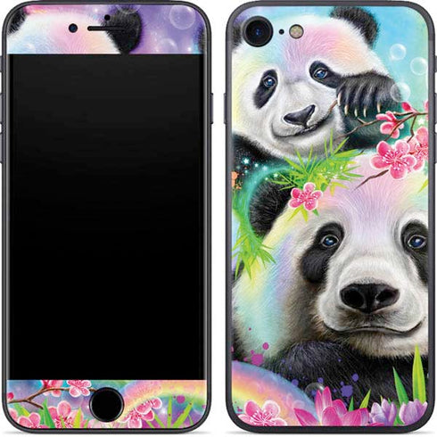 Rainbow Pandas with Butterflies by Sheena Pike iPhone 8 Skin