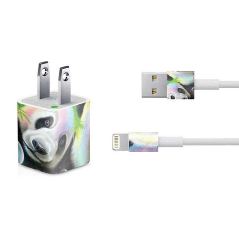 Rainbow Pandas with Butterflies by Sheena Pike iPhone Charger (5W USB) Skin