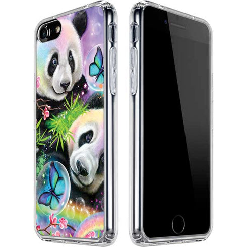 Rainbow Pandas with Butterflies by Sheena Pike iPhone SE (2nd & 3rd Gen) Clear Case