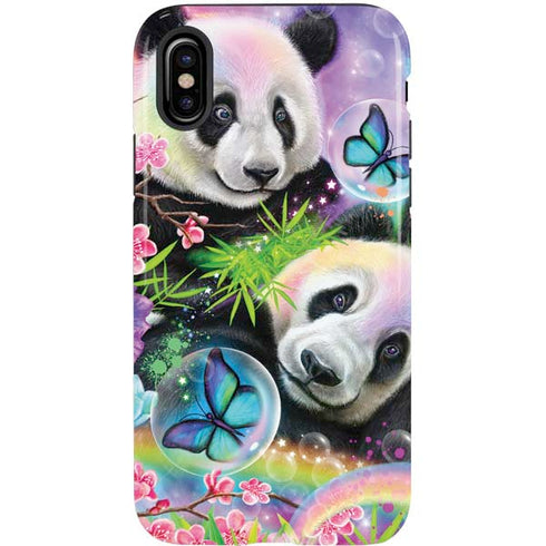 Rainbow Pandas with Butterflies by Sheena Pike iPhone X Pro Case