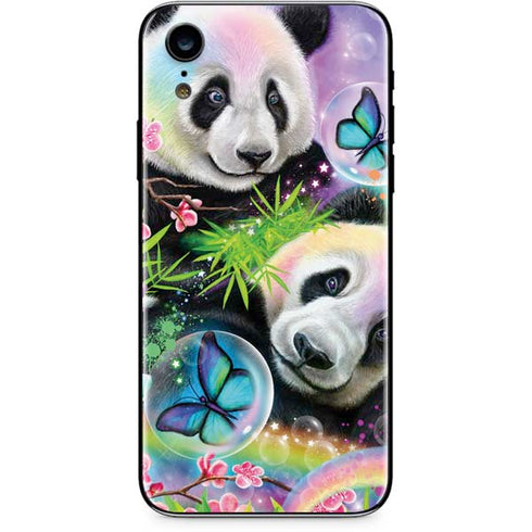 Rainbow Pandas with Butterflies by Sheena Pike iPhone XR Skin