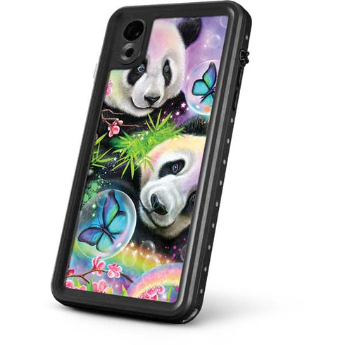 Rainbow Pandas with Butterflies by Sheena Pike iPhone XR Waterproof Case