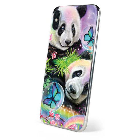 Rainbow Pandas with Butterflies by Sheena Pike iPhone XS Max Skin