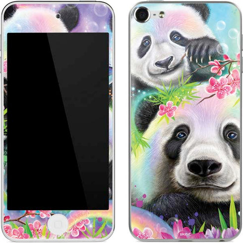 Rainbow Pandas with Butterflies by Sheena Pike Apple iPod Skin