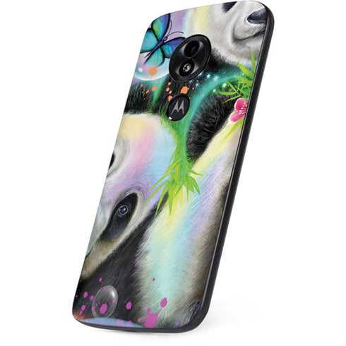 Rainbow Pandas with Butterflies by Sheena Pike Moto E5 Play Skin
