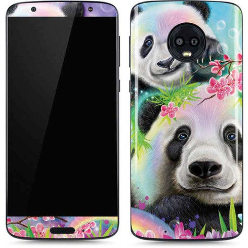 Rainbow Pandas with Butterflies by Sheena Pike Moto G6 Skin