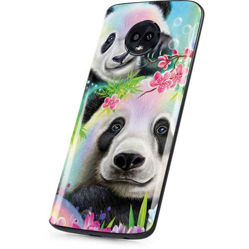 Rainbow Pandas with Butterflies by Sheena Pike Moto G6 Skin