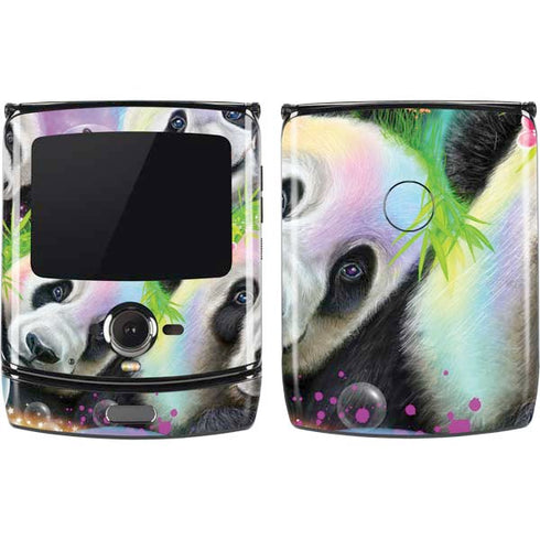 Rainbow Pandas with Butterflies by Sheena Pike Motorola RAZR Skin