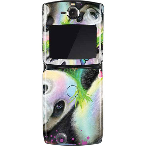 Rainbow Pandas with Butterflies by Sheena Pike Motorola RAZR Skin