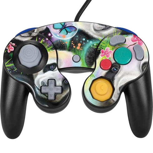 Rainbow Pandas with Butterflies by Sheena Pike Nintendo GameCube Controller Skin