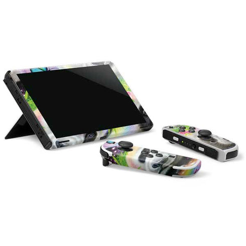 Rainbow Pandas with Butterflies by Sheena Pike Nintendo Switch OLED (2021) Skin