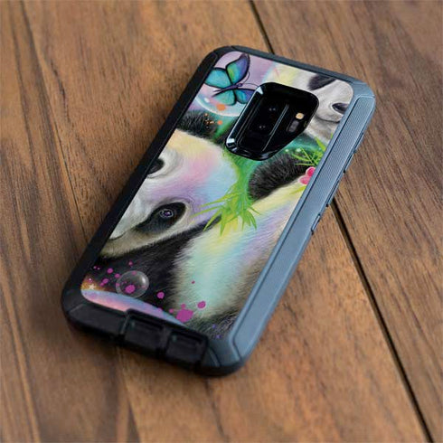 Rainbow Pandas with Butterflies by Sheena Pike Otterbox Defender Galaxy Skin