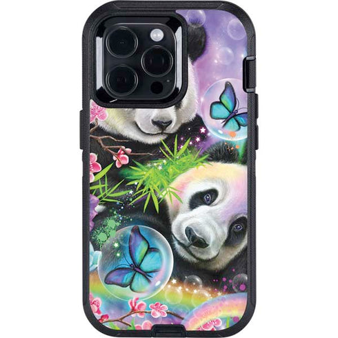 Rainbow Pandas with Butterflies by Sheena Pike Otterbox Defender iPhone Skin