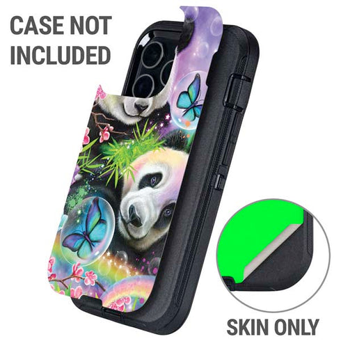 Rainbow Pandas with Butterflies by Sheena Pike Otterbox Defender iPhone Skin