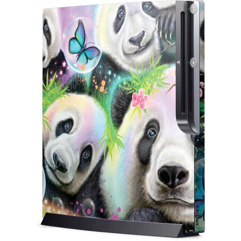 Rainbow Pandas with Butterflies by Sheena Pike Playstation 3 & PS3 Slim Skin