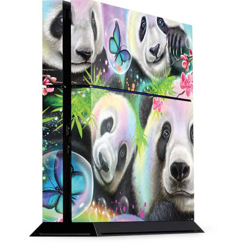 Rainbow Pandas with Butterflies by Sheena Pike PS4 Console Skin
