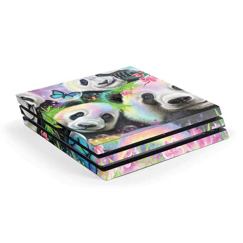 Rainbow Pandas with Butterflies by Sheena Pike PS4 Pro Console Skin