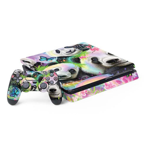 Rainbow Pandas with Butterflies by Sheena Pike PS4 Slim Bundle Skin