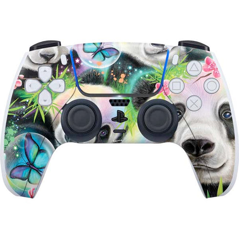 Rainbow Pandas with Butterflies by Sheena Pike PS5 Controller Skin
