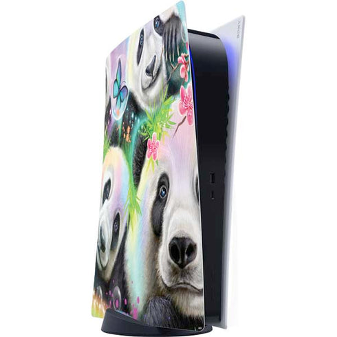 Rainbow Pandas with Butterflies by Sheena Pike PS5 Digital Edition Console Skin