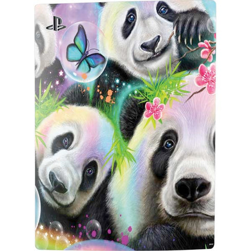 Rainbow Pandas with Butterflies by Sheena Pike PS5 Digital Edition Console Skin