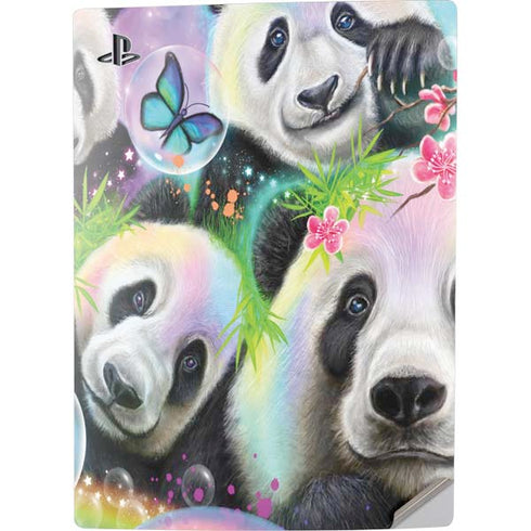 Rainbow Pandas with Butterflies by Sheena Pike PS5 Digital Edition Console Skin