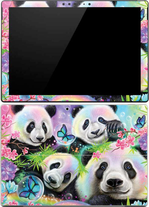 Rainbow Pandas with Butterflies by Sheena Pike Surface Pro (2017) Skin