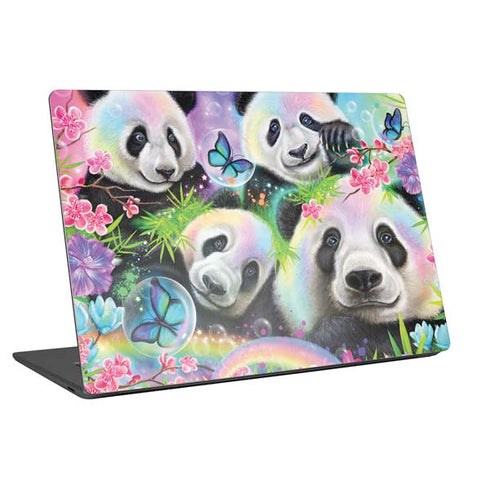 Rainbow Pandas with Butterflies by Sheena Pike Universal Laptop 15in (12.2 x 8.8in) Skin