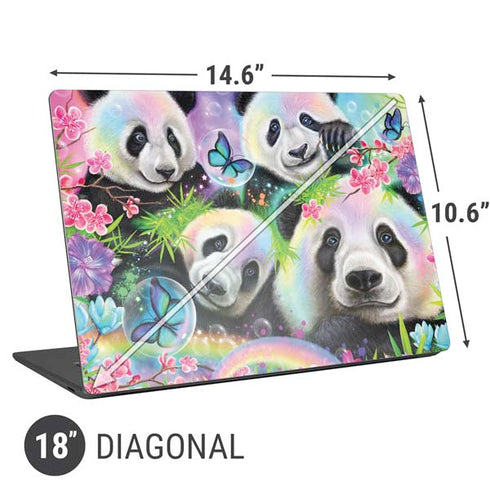Rainbow Pandas with Butterflies by Sheena Pike Universal Laptop 18in (14.6 x 10.6in) Skin