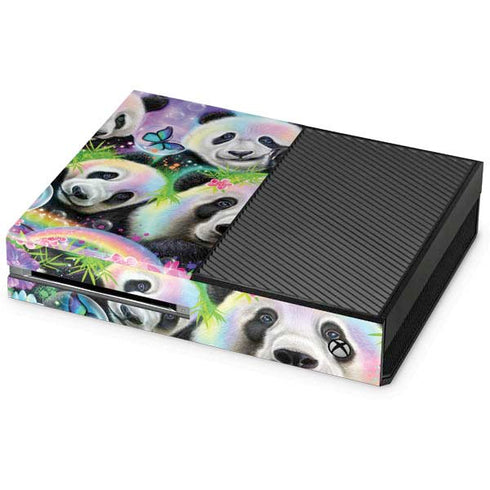 Rainbow Pandas with Butterflies by Sheena Pike Xbox One Console Skin