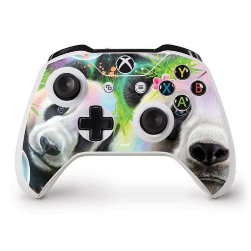 Rainbow Pandas with Butterflies by Sheena Pike Xbox One S Controller Skin