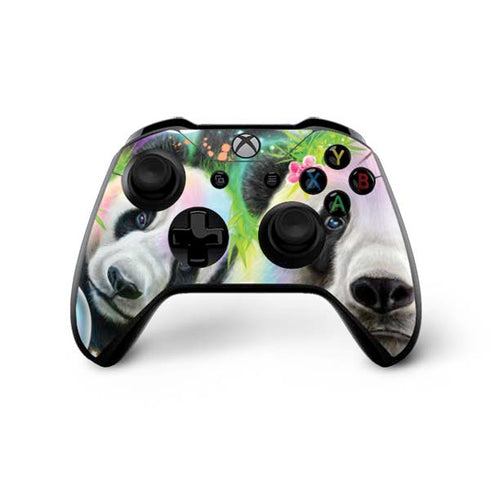 Rainbow Pandas with Butterflies by Sheena Pike Xbox One X Controller Skin