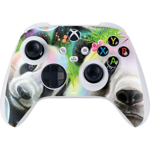 Rainbow Pandas with Butterflies by Sheena Pike Xbox Series S Controller Skin