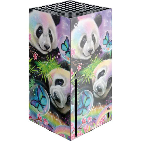 Rainbow Pandas with Butterflies by Sheena Pike Xbox Series X Console Skin
