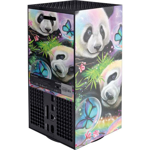 Rainbow Pandas with Butterflies by Sheena Pike Xbox Series X Console Skin