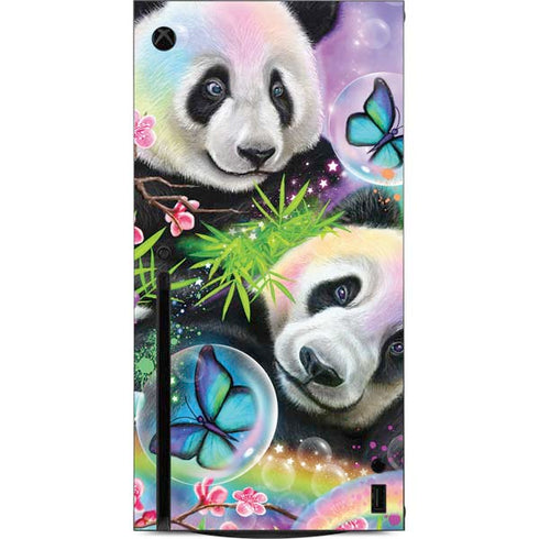 Rainbow Pandas with Butterflies by Sheena Pike Xbox Series X Console Skin