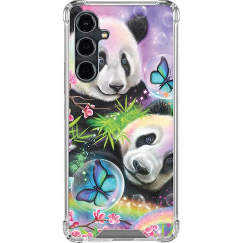 Rainbow Pandas with Butterflies by Sheena Pike Galaxy S23 FE Clear Case