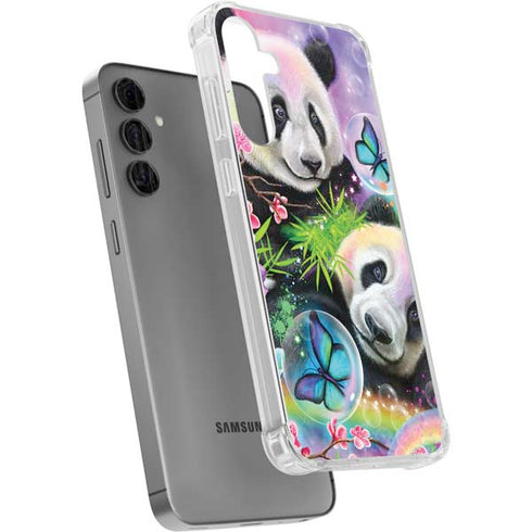 Rainbow Pandas with Butterflies by Sheena Pike Galaxy S24 Plus Clear Case