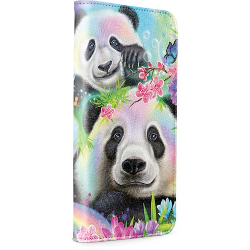 Rainbow Pandas with Butterflies by Sheena Pike iPhone 15 Pro Folio Case