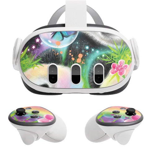 Rainbow Pandas with Butterflies by Sheena Pike Meta Quest 3 Skin