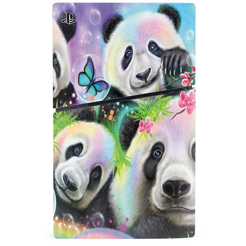 Rainbow Pandas with Butterflies by Sheena Pike PS5 Slim Disk Bundle Skin