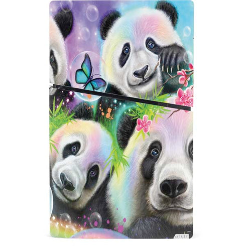 Rainbow Pandas with Butterflies by Sheena Pike PS5 Slim Digital Edition Bundle Skin