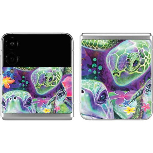 Rainbow Sea Turtles by Sheena Pike Galaxy Z Flip4 5G Skin