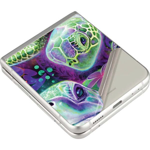 Rainbow Sea Turtles by Sheena Pike Galaxy Z Flip4 5G Skin