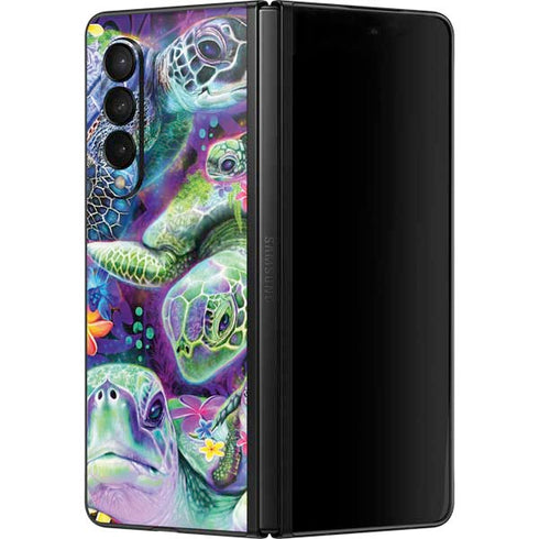 Rainbow Sea Turtles by Sheena Pike Galaxy Z Fold3 5G Skin