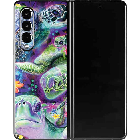 Rainbow Sea Turtles by Sheena Pike Galaxy Z Fold3 5G Skin