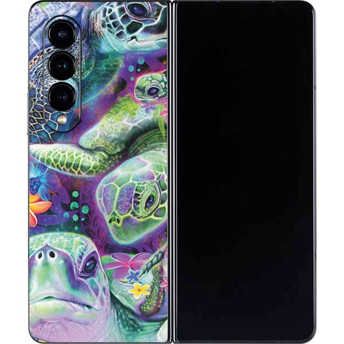 Rainbow Sea Turtles by Sheena Pike Galaxy Z Fold4 5G Skin