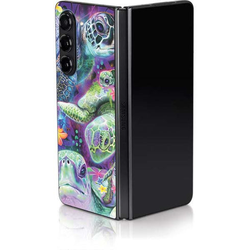 Rainbow Sea Turtles by Sheena Pike Galaxy Z Fold5 5G Skin