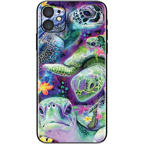 Rainbow Sea Turtles by Sheena Pike iPhone 11 Skin